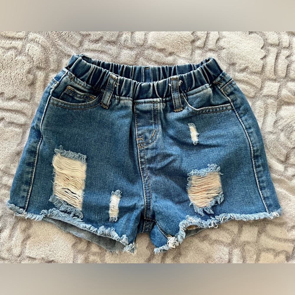 SHEIN Teen Distressed Denim Shorts Blue Jean Size 10–11Y